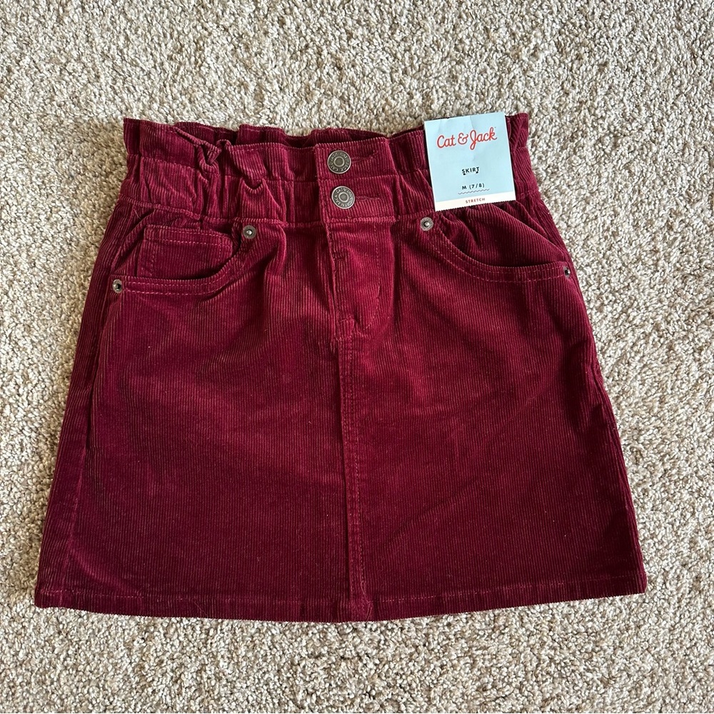 New with tags Cat & Jack maroon burgundy corduroy skirt